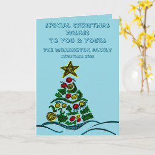 Festive Crafty Tree Family Photo Christmas Folding Card