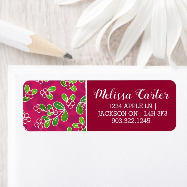 Festive Cranberry Foliage Pattern, Fuchsia  (Insitu)