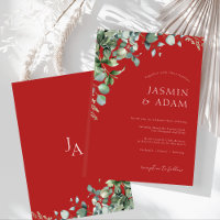 Festive Crimson Red Eucalyptus Greenery Wedding