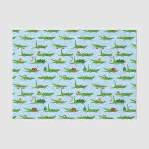 Festive Crocodiles in Christmas Costumes Pattern Tissue Paper