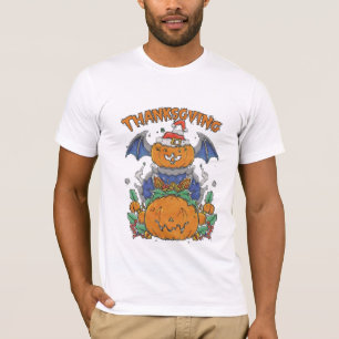 "Festive Crossover: Happy Halloween & Thanksgiving T-Shirt