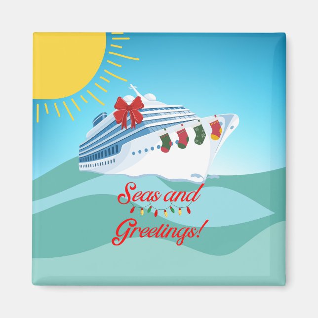 Festive Cruise Ship Magnet (Front)