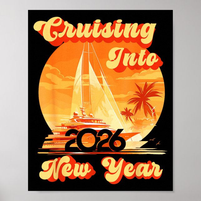 Festive Cruising Into 2026 New Year Family Holiday Poster (Front)
