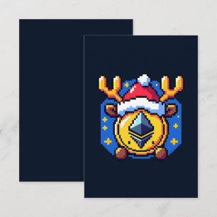 Festive Crypto Reindeer - Funny Pixel Art Holiday  Card