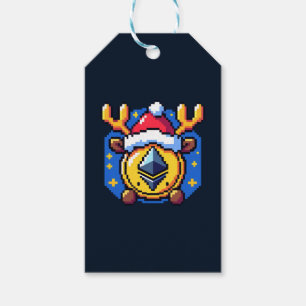 Festive Crypto Spirit: Ethereum Reindeer in 8-Bit Gift Tags