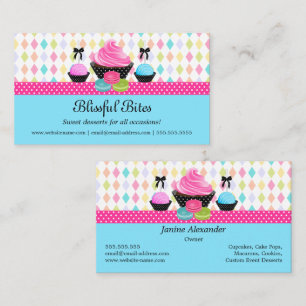 Festive Cupcake Cake Pops Macaron Business Card