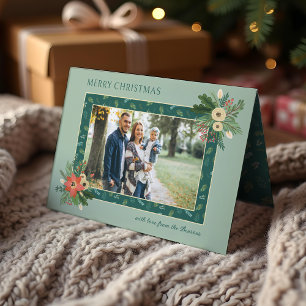 Festive Cute Christmas Floral 1 Photo  Holiday Card