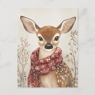 Festive cute Deer Christmas Greeting Postcard