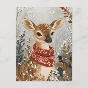 Festive cute Deer Christmas Greeting Postcard