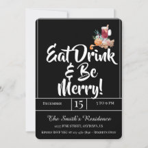 Festive Cute Drinks Party Eat Drink & Be Merry! 