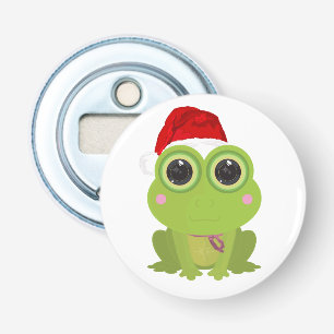 Festive Cute Frog Christmas Santa Hat Cosy Holiday Bottle Opener