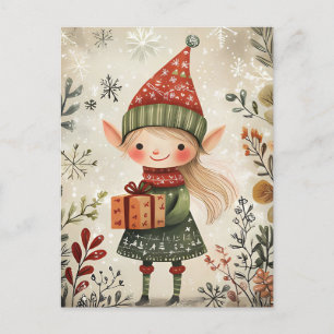 Festive cute Gnome Christmas Greeting Postcard