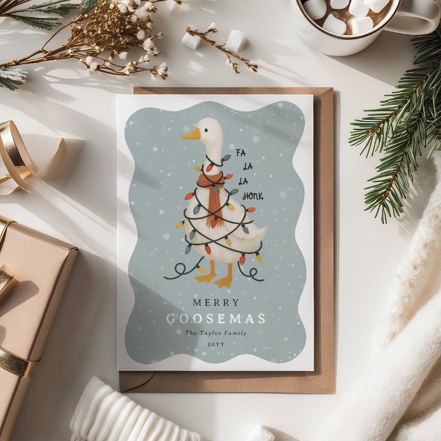 Festive Cute Goose Non-Photo Christmas Holiday Card (Creator Uploaded)