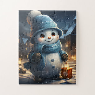 Festive Cute Winter Christmas Holiday Snowman Jigs Jigsaw Puzzle