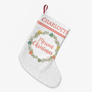 Festive Cypress Pattern With Monogram Holiday Small Christmas Stocking