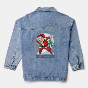 Festive Dabbing Santa New Year and Christmas Cheer Denim Jacket