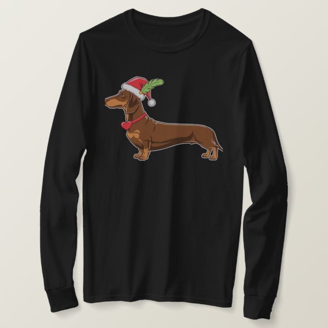 Festive Dachshund Illustration T-Shirt (Design Front)