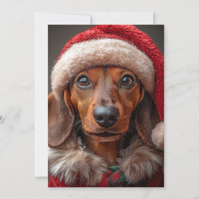 Festive Dachshund in Santa Attire Invitation (Front)