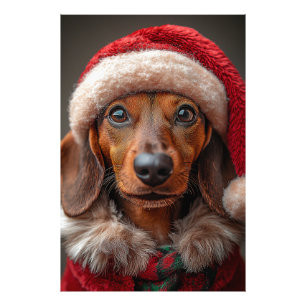 Festive Dachshund in Santa Attire Photo Print
