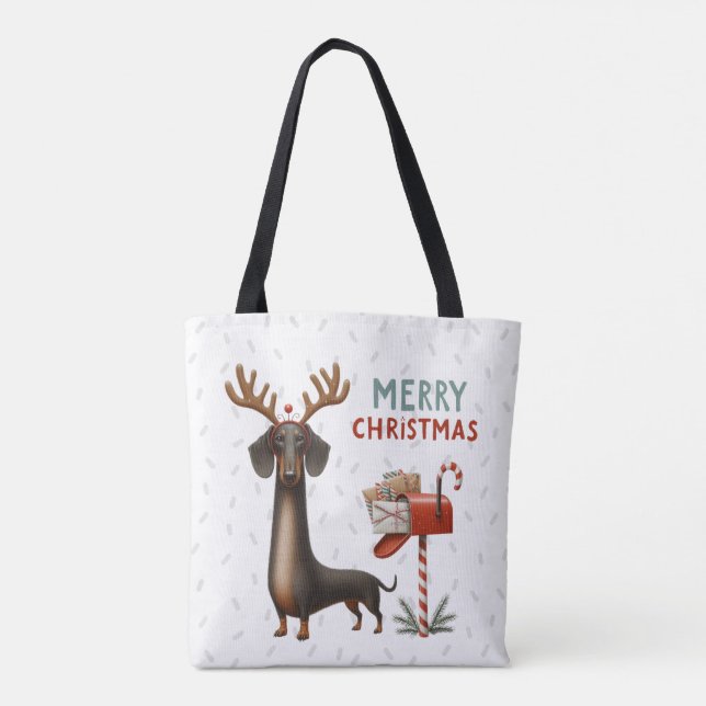 Festive Dachshund Tote Bag (Back)