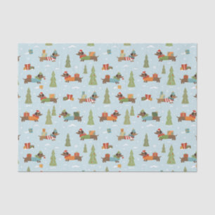 Festive Dachshunds in the Snow Pattern Tissue Paper