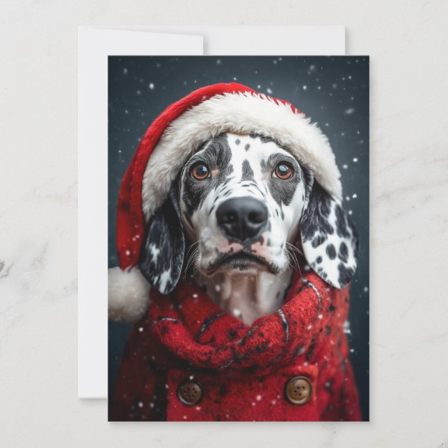 Festive Dalmatian in Santa Attire Invitation (Front)