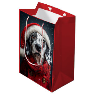 Festive Dalmatian in Santa Attire Medium Gift Bag