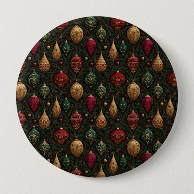 Festive Damask  10 Cm Round Badge (Front)