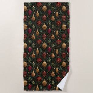 Festive Damask Beach Towel
