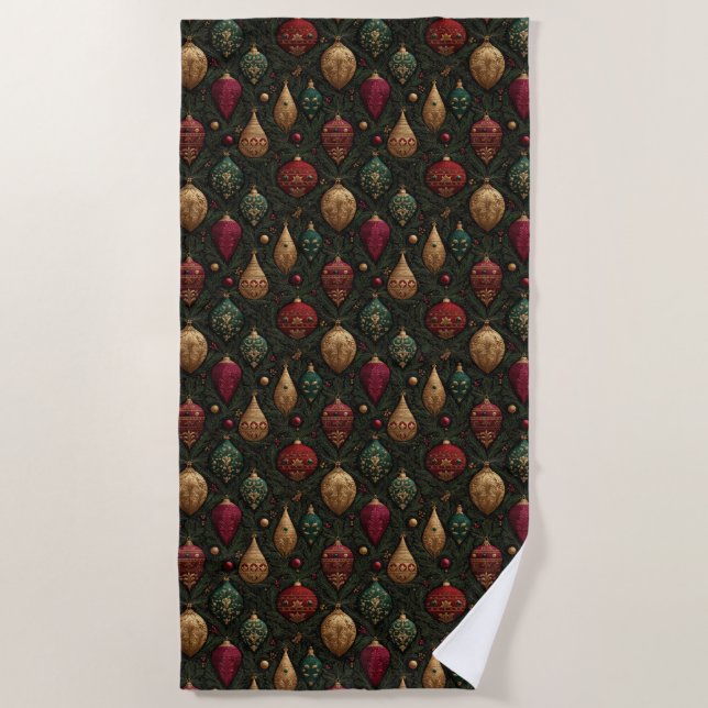 Festive Damask  Beach Towel (Front)