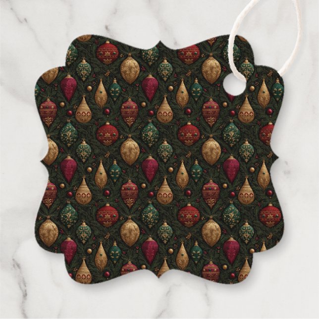 Festive Damask  Favour Tags (Back)