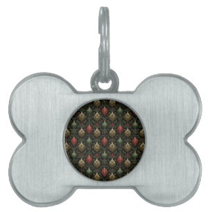 Festive Damask Pet ID Tag