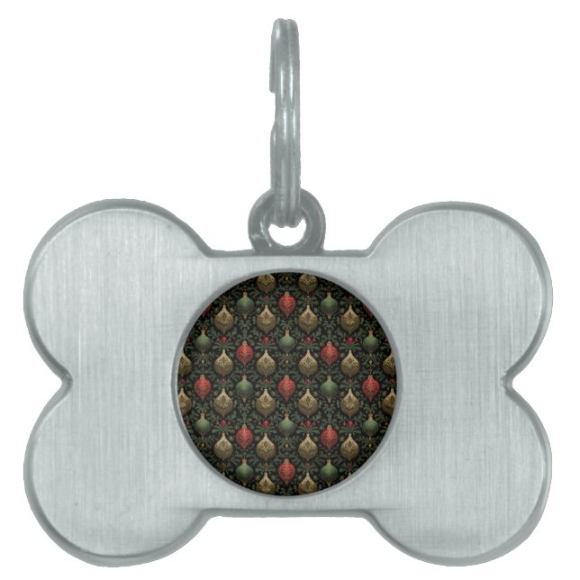 Festive Damask  Pet ID Tag (Front)