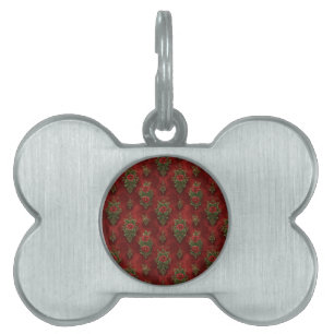 Festive Damask  Pet ID Tag