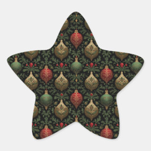 Festive Damask  Star Sticker