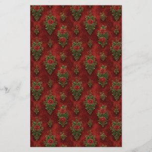 Festive Damask Stationery