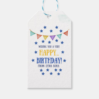 Festive Dark Background Birthday gift tags