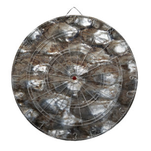 Festive Dark Silver Metallic Abstract Art Dartboard