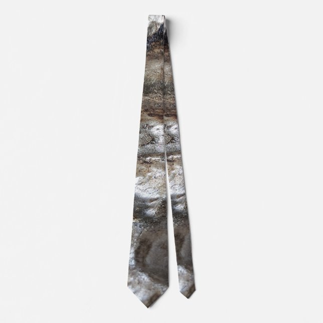 Festive Dark Silver Metallic Grey Abstract Art Tie (Front)