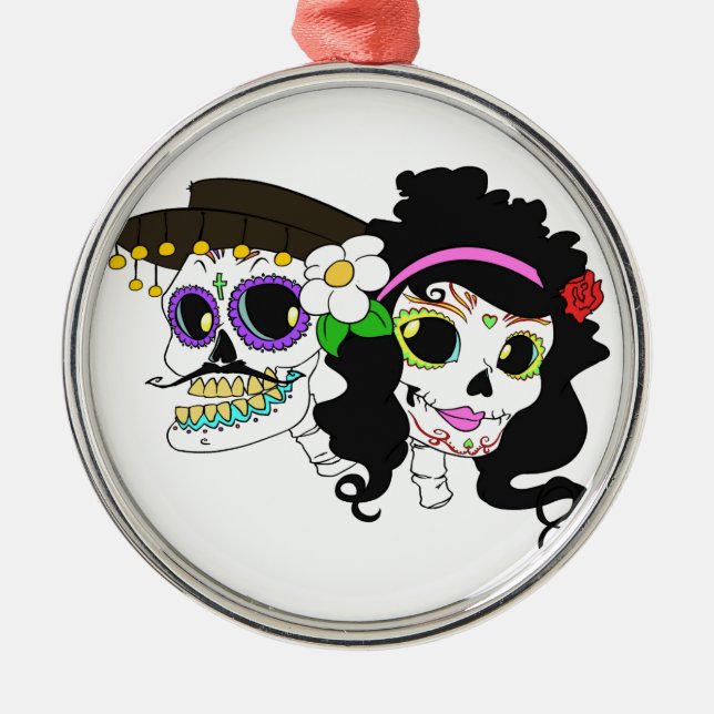 Festive Day of the Dead Art Metal Tree Decoration (Front)