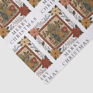 Festive Decor Crimson Red Botanical Christmas Tissue Paper