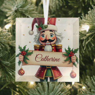 Festive Decor Personalised Nutcracker Christmas Glass Tree Decoration
