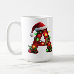 Festive Decorated Christmas Red Letter A Coffee Mug