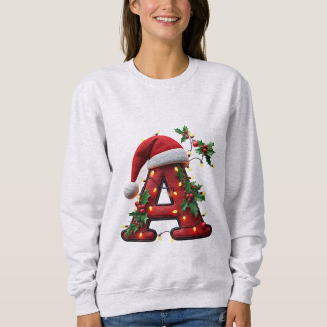 Festive Decorated Christmas Red Letter A Sweatshirt (Front)
