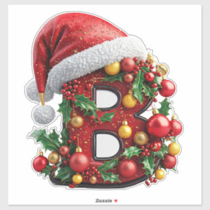 Festive Decorated Christmas Red Letter B