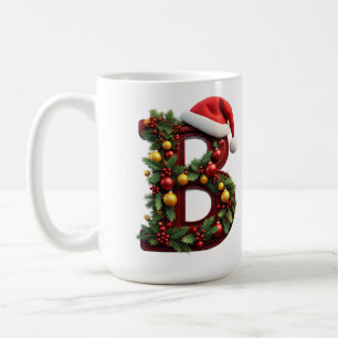Festive Decorated Christmas Red Letter B Coffee Mug