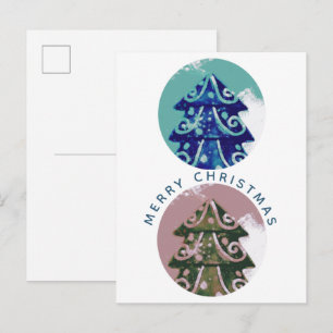 Festive Decorated Christmas Tree Artistic Family Holiday Postcard