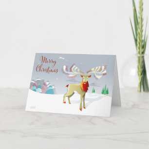 Festive Deer Christmas card with Message
