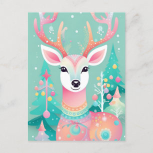 Festive Deer Christmas Holiday Postcard