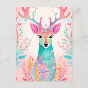 Festive Deer Christmas Holiday Postcard